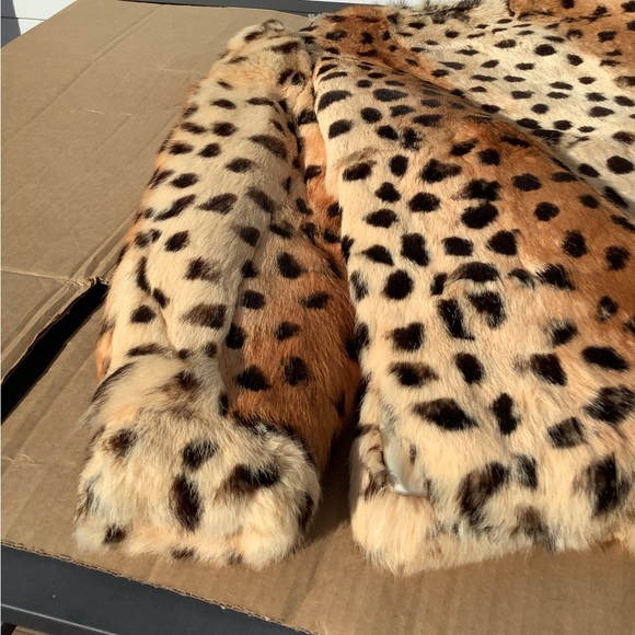 Vtg Y2K 90’s Leopard Spot Rabbit Fur Coat Glam Lux Old Money NOS PUFFY Hollywood - Picture 9 of 16